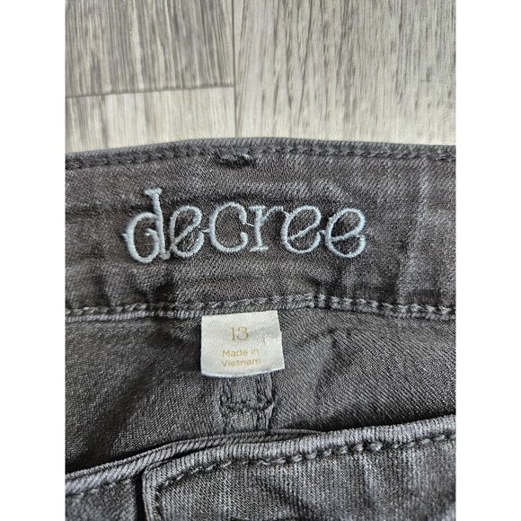 Decree Jeans Womens 13 Black Super Skinny Charcoal Wash Distressed Denim - Picture 5 of 13